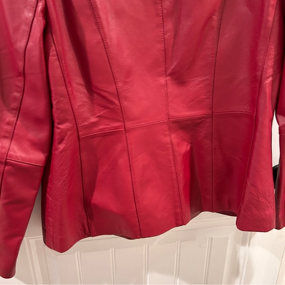 Red Genuine Leather Jacket - Picture 5 of 6